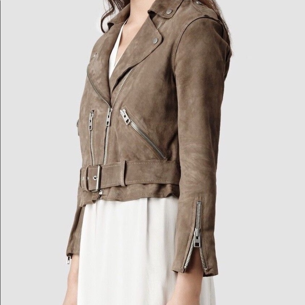 All Saints Suede Western Biker Jacket - Picture 2 of 6